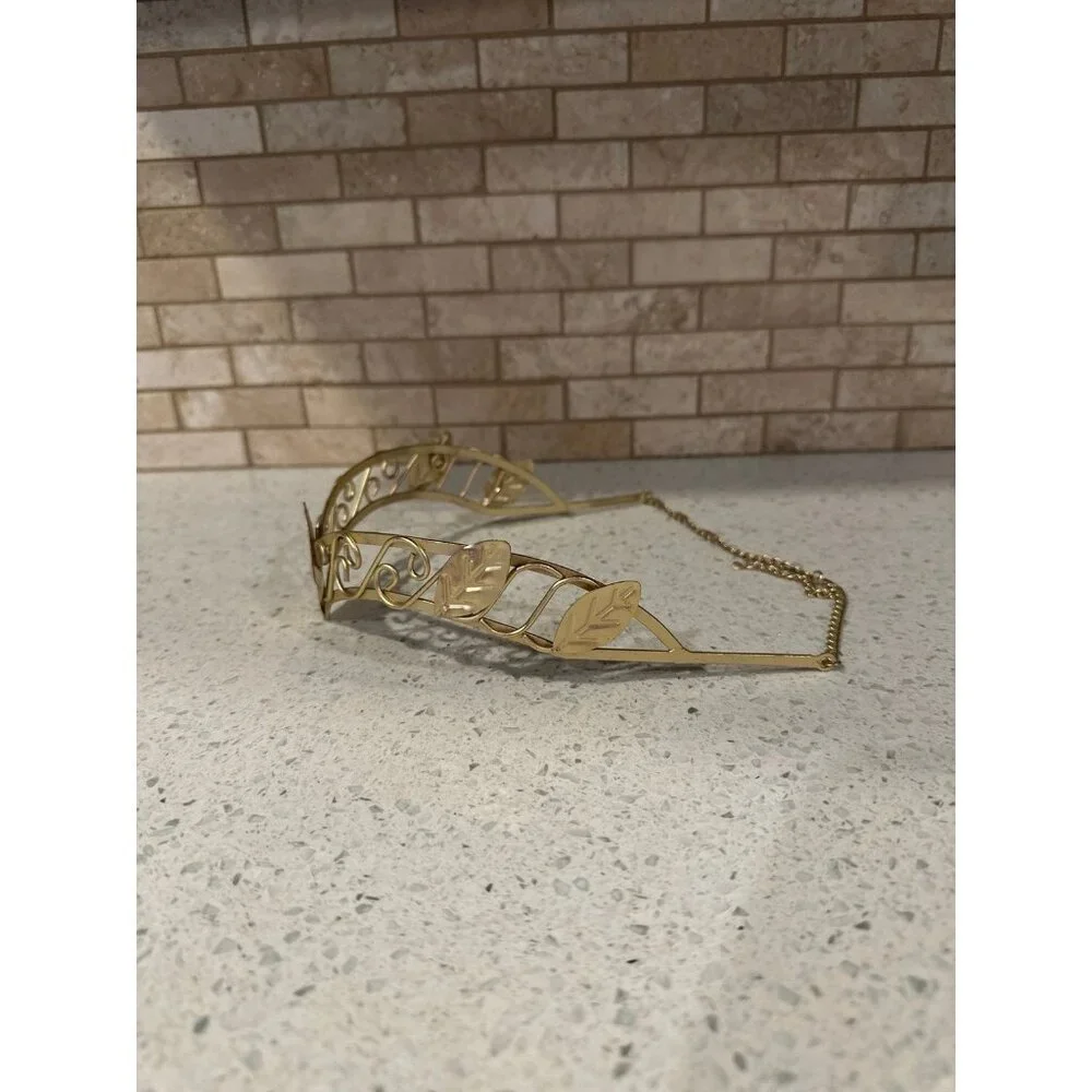 EUC Dull Gold Tone Festival Medieval Renaissance Wedding Leaf Headdress‎ (g16)